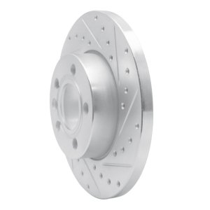 Volkswagen EuroVan Brake Rotor (1) - Front Right - R1 Concepts - Drilled & Slotted - Silver - `96-`00